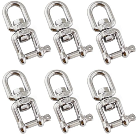 SAIJIAN 6 Piezas M6 Grillete Giratorio de Acero Inoxidable 304 Gancho Giratorio de Doble Extremo para Conectar y Fijar Grilletes Giratorios Colgantes Carga 150 KG