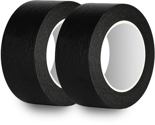 Rusoz Malerkrepp 50mm Kreppband Breit Schwarz 2 Rollen Abklebeband Maler 50mm x 50m Universal Malerband Für Malerarbeiten Und Dekoration, Malerarbeiten, Leicht Abnehmbar