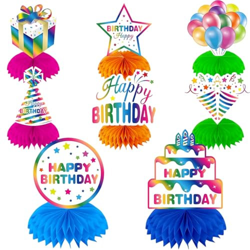 WUIOWPPIC 8 St Geburtstag Waben Tischdeko Honeycomb Tischdekoration Geburtstag Bienenwaben Deko Papier 3D Waben Tischdekorationen Bienenwaben Deko Birthday Tischdeko Party Tischaufsätze