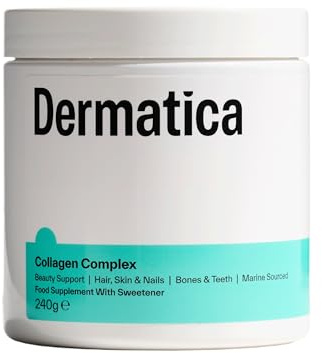 Dermatica Collagen Complex, 240g – Marine Collagen Peptides Supplement & Antioxidants for Radiant Skin, Healthy Hair & Strong Nail Support, 30 Servings