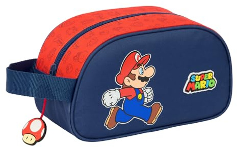 Super MARIO TRICK - Medium Barn Skolväska med Handtag, Barnväska, Anpassningsbar till Vagn, Enkel Rengöring, Bekväm och Mångsidig, Kvalitet och Hållfasthet, 26 x 12 x 15 cm, Mörkblå/röd, M, tillfällig