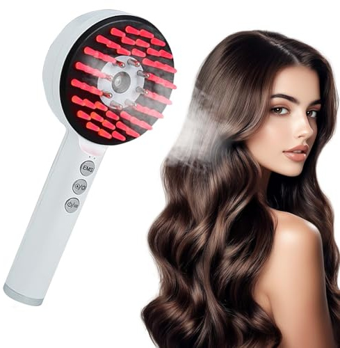 Cepillo de Masaje Eléctrico 2 en 1 - Masajeador Eléctrico con Luz Roja y Azul para Crecimiento del Cabello, Cuidado del Cuero Cabelludo y Aplicador de Aceite