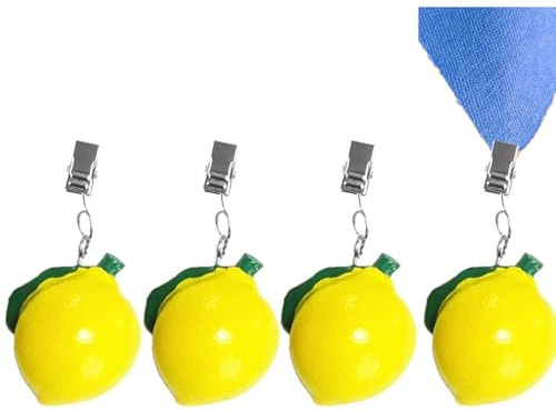 YUNYU, set di 4 pesi per tovaglia in poliresina con motivo a limone, con clip per esterni e forte presa/Supporti decorativi per uso in patio e sala da pranzo