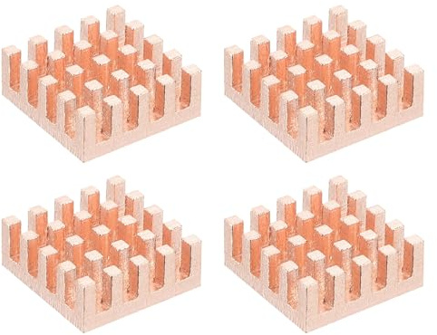 PATIKIL Kylfläns i koppar 13 x 13 x 5 mm, 4 stycken kylflänsar kylare kompatibel med Raspberry för Chip CPU Power Transistor FET IC Power Amplifier