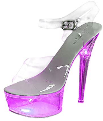 Chaussures transparentes à talons hauts sexy avec lumières colorées pour femmes 15 cm sandales à plateforme pour femmes, a, 39 EU