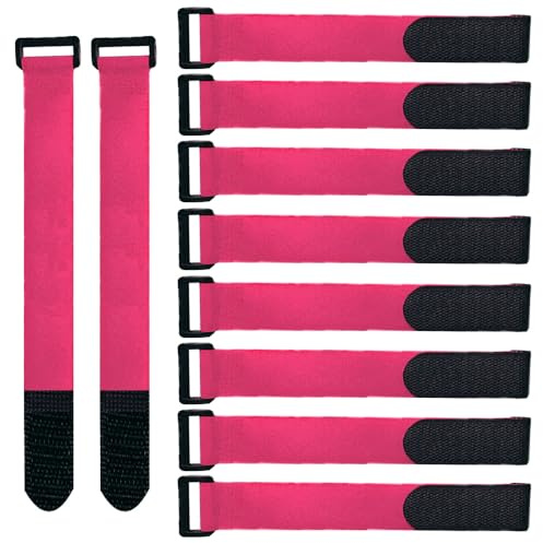 QitinDasen 20 Piezas 30 X 2 cm Nailon Cables Bridas, Correas de Cable Reutilizables, Tiras de Cable Ajustables, Ataduras de Cable Multiusos con Gancho y Bucle (Rosa)