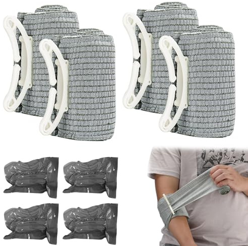 Weciau 4 Pièces Pansement Israelien, 4 Pouces Pansement Compressif D'urgence Garot, Gris Coussin Hemostatique Urgence, pour Sports de Plein Air, Camping, Randonnée, Escalade