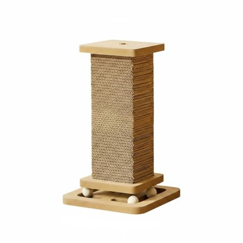 Colcolo Tiragraffi Verticale Gatto Dotato di Materiale Durevole Superficie Graffiante in Cartone Ondulato Ampia Base Stabile Mobili Animali Interni Adatto per Casa Gioco, Colore Legno Naturale
