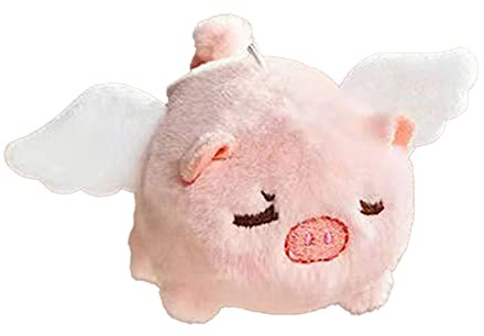 Zunate Interactive Flying Pig Plush | Shaking Tail Wobbly Wings Stuffed Animal for Kids, Soft PP Cotton Toy with Turning Motion, Decorative Pink Pig for Bags and Gifts (White)