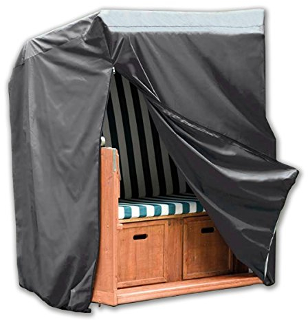 Monkey Mountain® Strandkorb Schutzhülle Winterfest Oxford Polyester 420D - Abdeckhaube mit 2 Reißverschlüssen & Gummizug in anthrazit - Abdeckung wasserdicht, atmungsaktiv