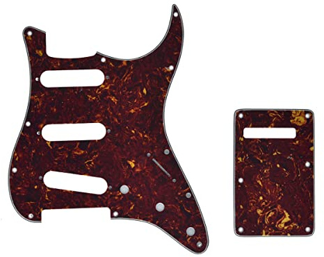 KAISH 11 Hole ST/Strat Style Pickguard SSS Pick Guard with ST Back Plate Tremolo Trem Cover for Stratocaster/Strat Made in USA/Mexico Vintage Tortoise