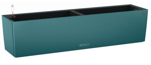 Lechuza BALCONERA Color Self Watering 80cm Window Box Planter, Petrol Blue | 1 pack, H19 L80 W19 cm, Large Size, Indoor, Outdoor, Drainage Hole, Quality Plastic, Frost-Resistant, Water Level Indicator