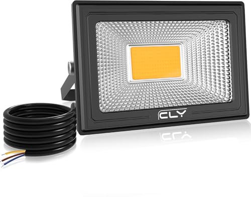 CLY 35W LED Floodlight, 3000 Lumen IP66 Waterproof Security Lights, Upgrade 30W Flood Lights Super Bright LED Outdoor Light, 2700K Warm White Wall Light for Garden, Warehouse, Parking Lot, Yard