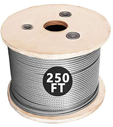 HONYTA 250FT 304 Stainless Steel Cable, Stainless Steel Decking Railing 3/16 inch with 7 x 19 Strand Construction, 3700lbs Breaking Strength for Rail, Deck, Clothesline and DIY Balustrade