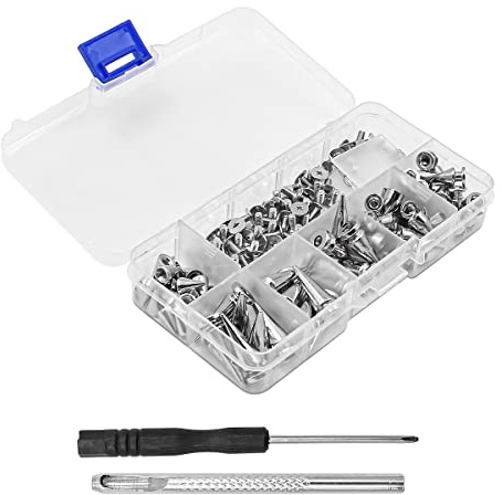 Hsthe Sea 80PCS Cone Spikes Dubbar 4 Style Nitar Punk Dubbar Screw Back Dubbar för väskor DIY Läder Craft Armband Halsband Kläder Skor med verktyg