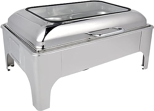 Buffet Service Food Heater - Food Warming Plates, Food Warming Buffet, Stainless Steel with Glass Plates, Fondue Buffet Set, Fondue Set Catering Buffet Heater (Silver 9L) (Color : Silver, Size : 9L