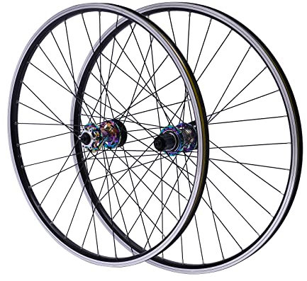 SABUIDDS 29 tum/29 framhjul och bakhjul cykel svart, upp till 200 kg/441 pund bär, bakhjul för 7, 8, 9, 10, 11 och 12 kassetter, färgade nav av färgglada, för mountainbike/MTB
