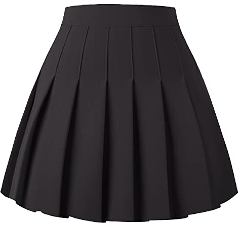 Girstunm Women's Pleated Skirt Mini Skater Basic Skirts High Waist School Girls Uniform Short Cheerleader Skirt Black XL