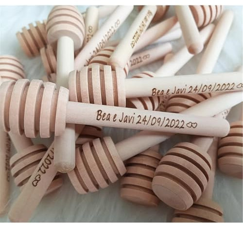 Bastoncini For Mestolo For Miele In Legno Personalizzati, Bomboniere Personalizzate, Decorazione For Baby Shower, Mini Server For Dispenser Di Miele In Vasetti, Bastoncini For Mestolo For Miele