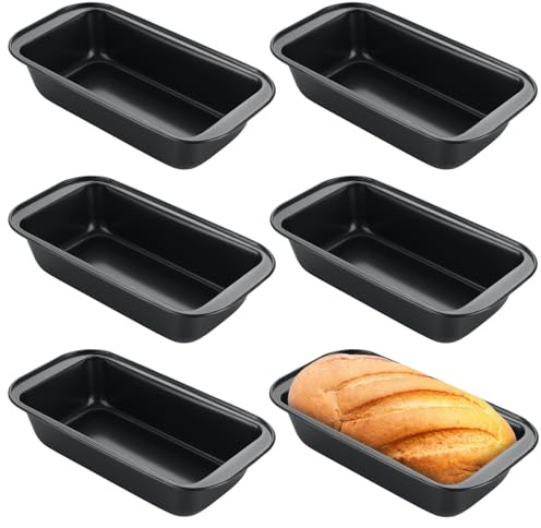 QTLCOHD 6 Pack 8 x 4 Bread Loaf Pan for Baking Homemade Bread, Non Stick Carbon Steel Loaf Pans