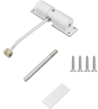 GIONAR Ferme-porte automatique réglable pour l'extérieur, fermeture de porte à ressort, ferme-porte automatique pour porte intérieure, frein de porte et porte de jardin, fermeture ronde, blanche
