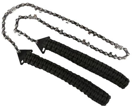 Ocastuted Sierra de Cuerda,Herramienta Manual Portátil para Senderismo | Sierra de Cadena Antideslizante Multiusos de 11 Dientes para Jardinería, Camping y Trabajos