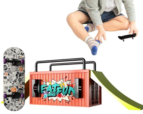 Fingerboard Ramp Set - kompakt fingerskateboard leksak 15 x 10,8 x 7,8 cm | kit med hoppmoduler | rolig handskate för, tonåringar, vuxna, hemmaspel,