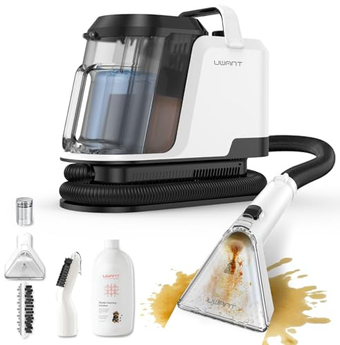 Uwant Y100 Carpet Spot Upholstery Cleaner Machine, 600W 18kPa, Dual Tank | Self-Clean Hose, 2-in-1/Shoe Brush for Spills/Pet Messes/Sofa/Car/Stairs/Rug, Sterilizes 99.9% 500ml Cleaner, Dual 1.2L Tanks