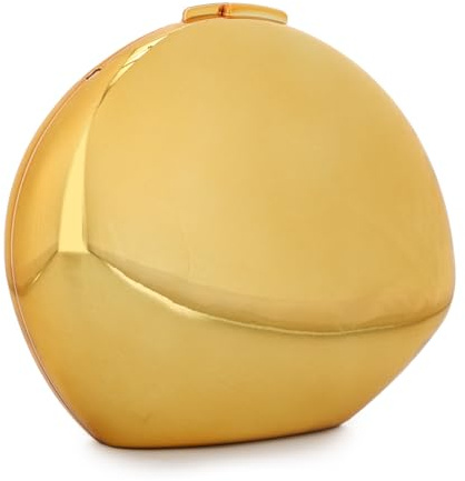 LUI SUI Women Gold Acrylic Clutch Purse Evening Bag, Pebble Glossy Metallic Shoulder Handbag, Shell Clutch for Wedding Party