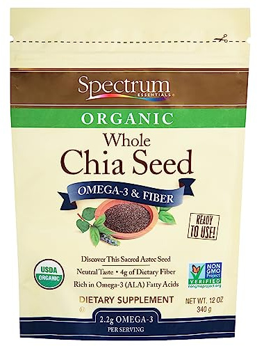 Spectrum Essentials Organic Chia Seed, Omega-3 & Fiber, 12 oz