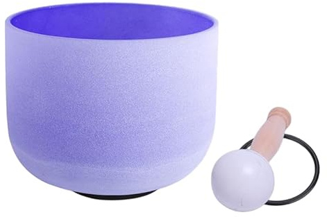 ENERGYSOUND 432 Hz Tono perfecto Esmerilado B Corona Chakra Cuenco de canto de cristal de cuarzo de color púrpura 20 cm - Terapia de yoga Curación con sonido