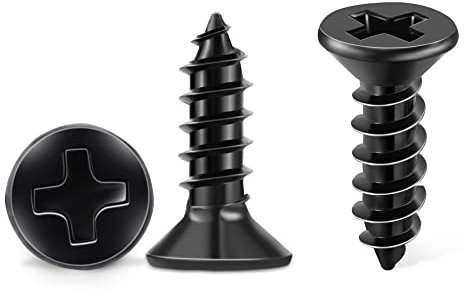 100 Pezzi M4 X 16mm Nero Croce Vite autofilettante a Testa Piana Svasata in Acciaio inox TPOHH, Vite per legno Coda a punta Viti autofilettanti, CON INTAGLIO PH