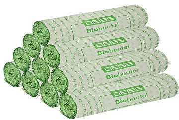 10er SET DEISS 06030 - ECOVIO® - 30 L Biobeutel 450 x 680 mm - 10 x 10 Stk. auf Rolle/bio-Müllbeutel/EMIL DEISS
