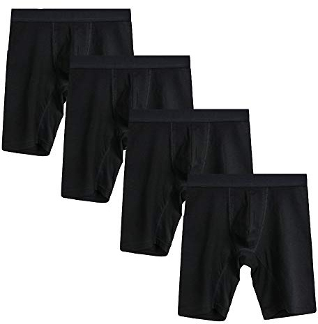 Nuofengkudu Hombre 4 Pack Largos Calzoncillos Boxer Algodón Sin Costura