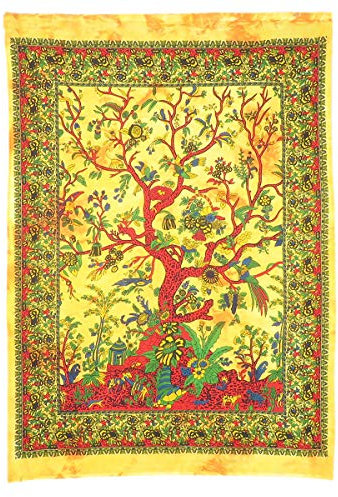 AVA Collections - Telo da parete con albero della vita, motivo bohémien, colore: giallo, 101,6 x 76,2 cm