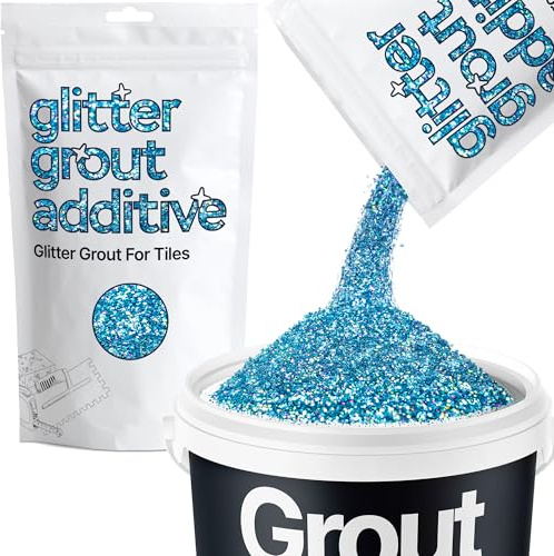 Hemway Ocean Blue Holographic Glitter Grout Additive 100g | for Adding Sparkle to Kitchen & Bathroom Tiles, Enhance Your Indoor Grouting Projects with a Durable Sparkly Effect