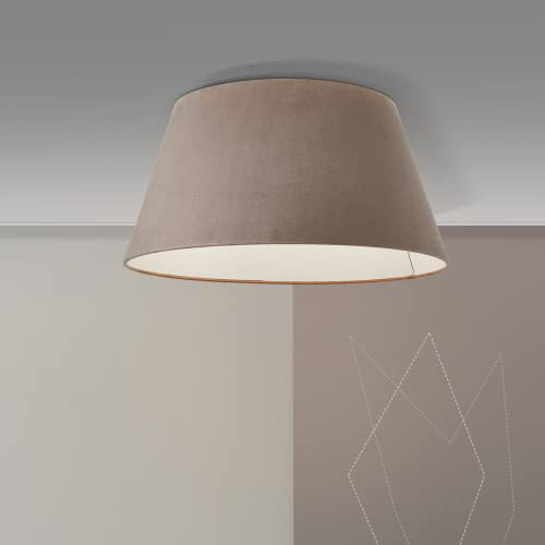 Lightbox moderne Deckenlampe - Deckenleuchte mit dekorativem Stoffschirm - Metall/Textil Taupe - 50cm Durchmesser