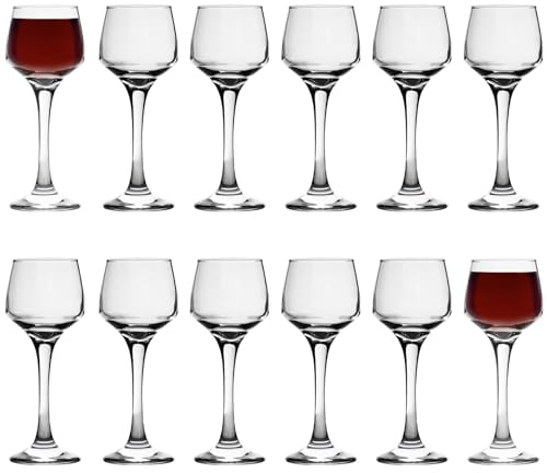 LAV 12x Clear 80ml Lal Sherry Glasses - Small Port Brandy Vodka Liqueur Dessert Wine Drinking Shot Glass Set with Stem