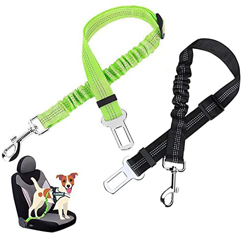 SHULLIN 2 Stück Hunde Sicherheitsgurt Einstellbar Hundegurt Verstellbar Sicherheitsgeschirre Hunde Anschnallgurt Hundeanschnaller Autogurt Hunde mit Reflektierend Elastischer Ruckdämpfung