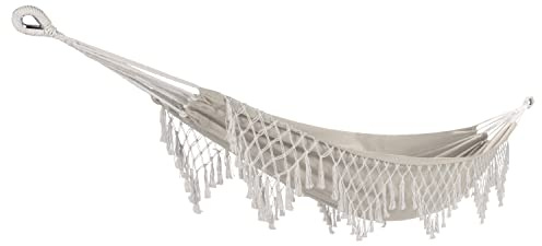 Bliss Hammocks BH-400WFRCA Polyester Hand-Braided Hammock in a Bag Decorative Fringe, Natural Brown