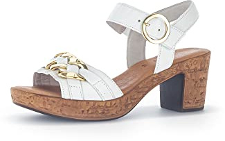 Gabor Women Sandals, Ladies Strappy Sandals,Sandal,Summer Shoe,Summer Sandal,Heel,White (Weiss),40 EU / 6.5 UK