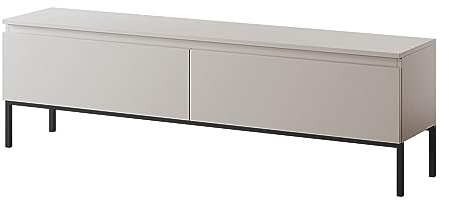 Selsey Bemmi - TV-Schrank Lowboard, Beige mit schwarzen Beinen, 150 cm