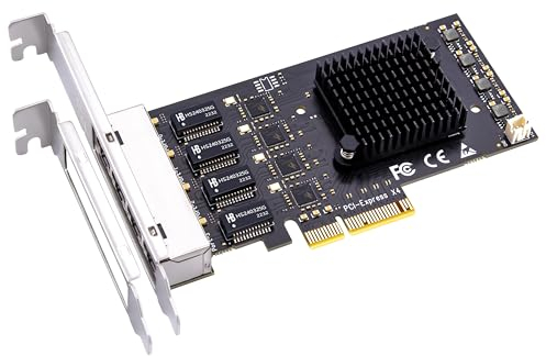 GLOTRENDS LE8445 4-Port 2,5-Gb-PCIe-Netzwerkkarte für Desktop-PCs, 2500/1000/100 Mbit/s Gigabit-Ethernet-RJ45-LAN-Port, PCIE-X4-Schnittstelle, Normale und Flache Halterung