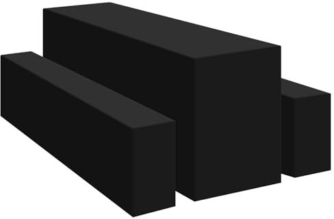 YMHPRIDE Schwarz Elastische Biertischhussen Bierbankhusse und Tischdecken-Set 3 TLG,50 cm Tischbreite,Bierzeltgarnituren 220 x 50 x 70 cm für Gartenbankett-Gartenmöbel.（3 Packungen）