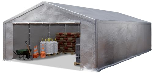 TOOLPORT Tenda capannone 5x10 m Tendostruttura Tenda garage telone PE 350 N impermeabile in grigio