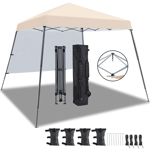 Yaheetech Faltpavillon 3x3m mit Seitenwänden, Wasserdicht Stabil Wetterfest Camping Pop Up Pavillon, UV Schutz 50+ Partyzelt Gartenpavillon mit 1x Seitenteilen & Tragetasche, Beige
