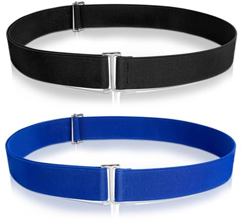 AiQInu 2 Stück Elastischer Gürtel Damen Herren 52-100cm, Stretchgürtel Taillengürtel Stoffgürtel für Kleid Jeans (Schwarz, Marineblau)