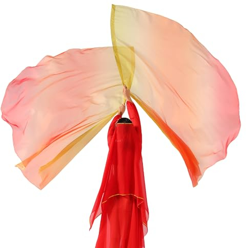 MUNAFIE Lot de 2 drapeaux d'adoration - Demi-cercle - Colorés - Avec hampe flexible - Pour spectacle de danse - Église - Jaune orange - Rouge