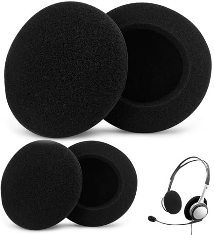 Cuscinetti Cuffie Copri Cuffie Universali 60 mm – Cuscinetti per Cuffie in Spugna, Ricambi Compatibili con Logitech H600, AKG, Sony e Altri Modelli, Confortevoli, Adatti per Ascolto Prolungato (4 PZ)