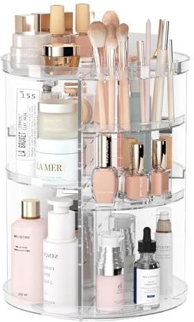 huipinghu Make-up-Organizer | 360° drehbare Kosmetikaufbewahrung mit großer Kapazität | Klarer drehbarer Organizer mit 7 verstellbaren Ebenen | Schminktischständer für Schlafzimmer & Badezimmer